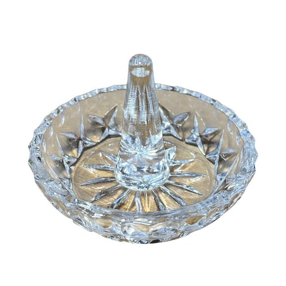 Vintage Jewelry - Vintage Clear Diamond Swag Cut Glass Jewelry Ring Holder Bowl Dish